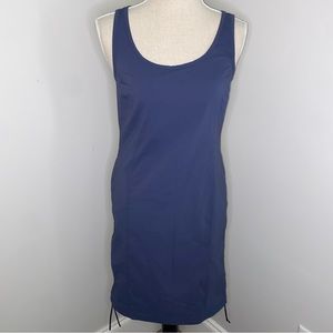 Columbia blue scoop neck tank dress w/ side hem drawstrings POCKETS! size XS